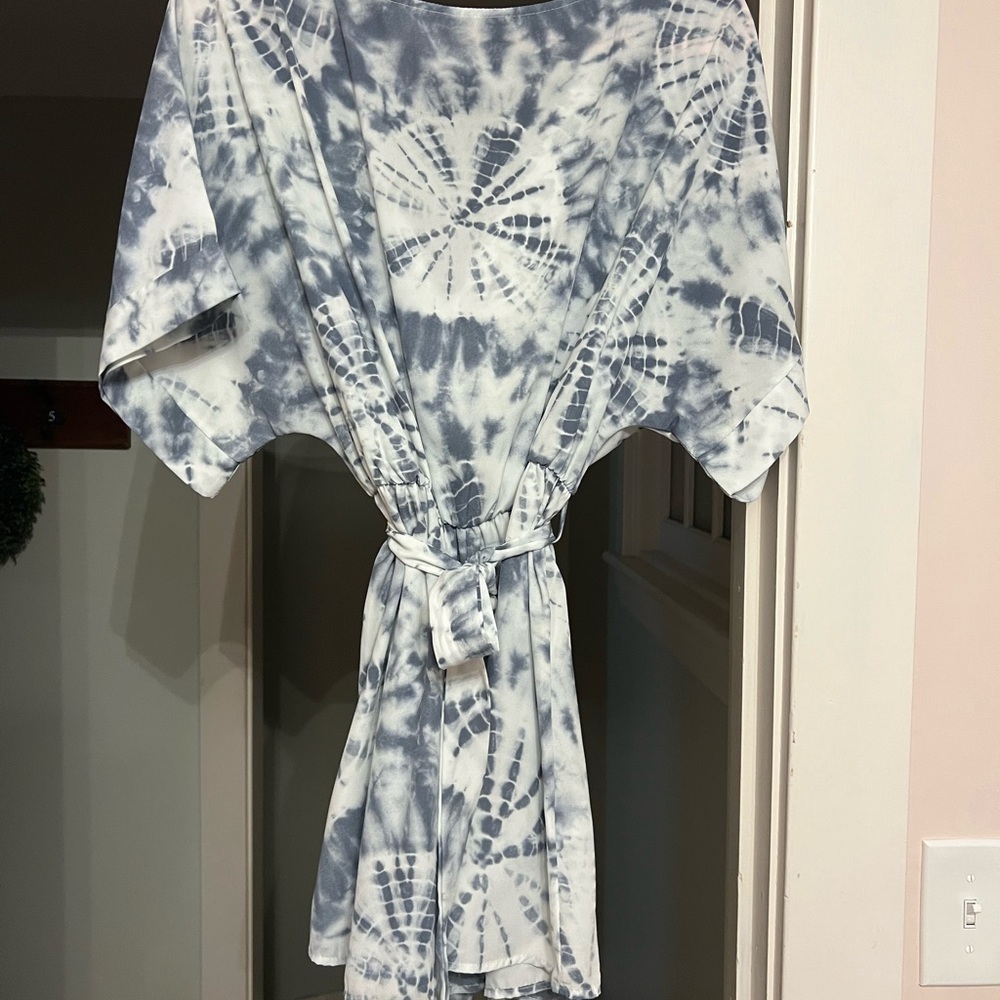 Tyche Blue and White Tie-Dye Jumpsuit